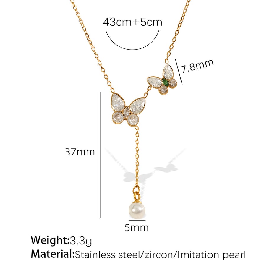 1 Piece Gorgeous Series Exquisite Butterfly Stainless Steel Gold Color Women's Pendant Necklaces 