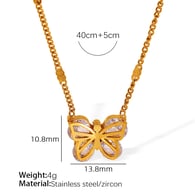 XL377WEG white zirconium gold necklace 