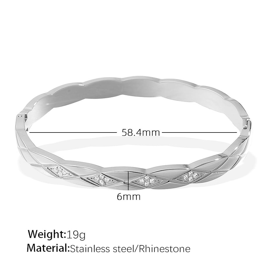 1 Piece Elegant Series Retro Rhombus Shape Charming Stainless Steel Gold Color Women's Bangles 