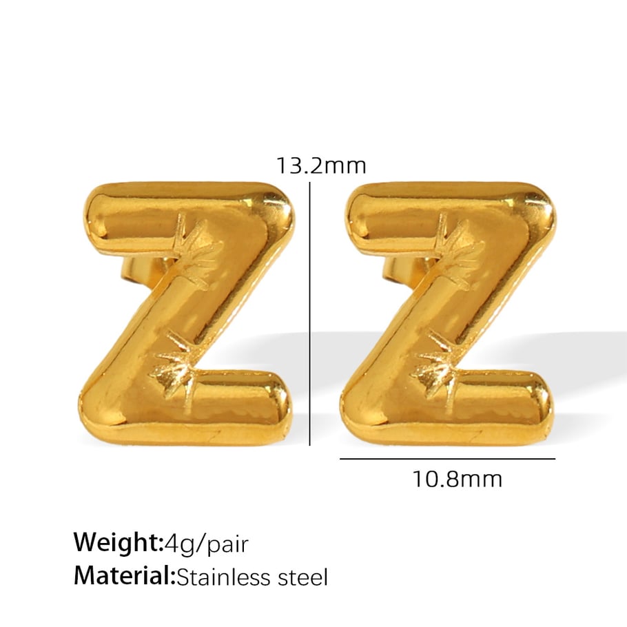 1 Paar einfache Serie Casual Letter Edelstahl Gold Farbe Damen Ohrstecker 
