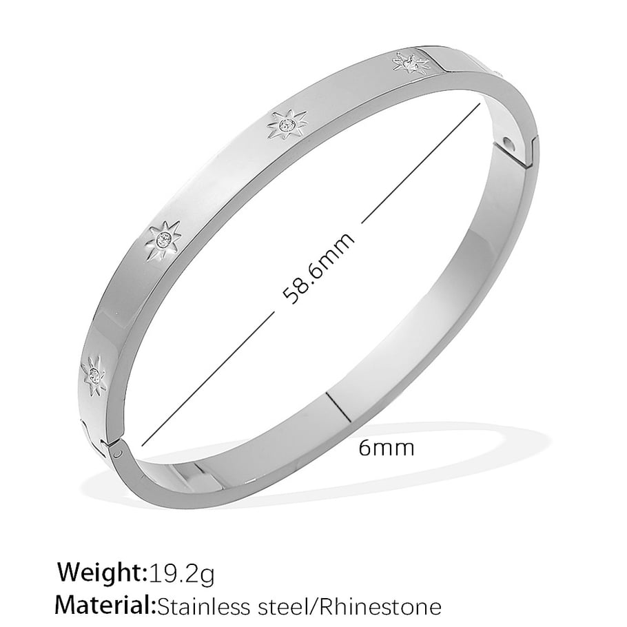 1 Stück Simple Series Klassische geometrische Edelstahl Goldfarben Strass Damen Armreifen 