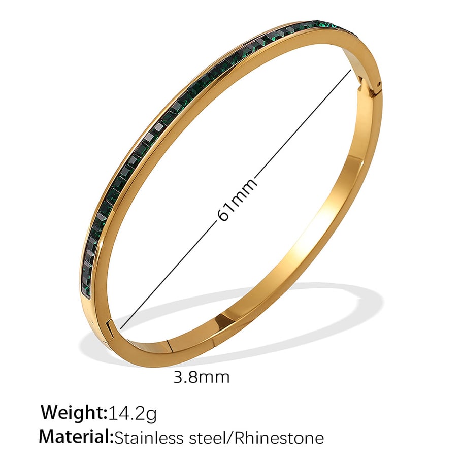 1 Stück Simple Series Klassische geometrische Edelstahl Goldfarben Strass Damen Armreifen 