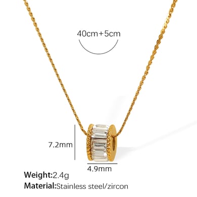 1 Piece Elegant Series Classic Daily Round Stainless Steel Gold Color Women's Pendant Necklaces h5 Picture2