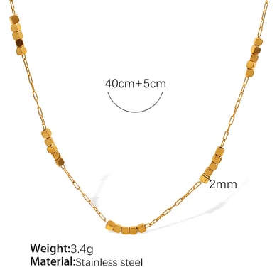 1 Stück Simple Series Klassische einfarbige Titanstahl-Goldfarbene Damenketten h5 