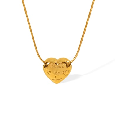 1 Piece Romantic Series Trendy Heart Shape Letter Stainless Steel Gold Color Women's Pendant Necklaces h5 