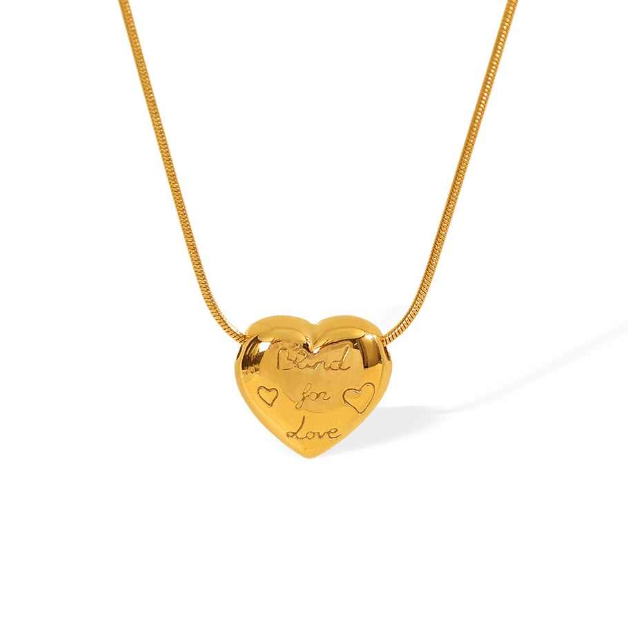 1 Piece Romantic Series Trendy Heart Shape Letter Stainless Steel Gold Color Women's Pendant Necklaces 