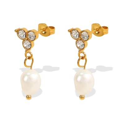 1 Pair Classic Series Retro Droplet Stainless Steel Gold Color Women's Drop Earrings h5 