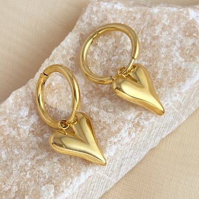1 Pair Commute Series Simple Daily Slender Heart Shape Stainless Steel Gold Color Women's Drop Earrings h5 
