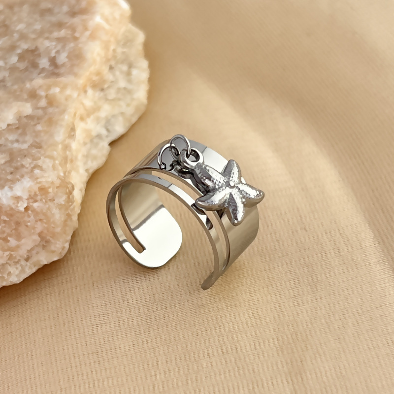 1 Stück Simple Series Casual Turtle Edelstahl Goldfarben Damen Verstellbare Ringe 