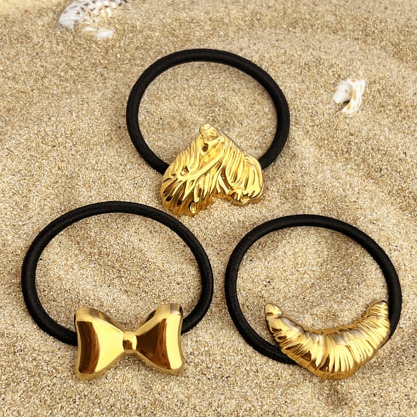 1 pieza de horquillas para el pelo de mujer de color dorado de acero inoxidable con lazo diario de serie simple 2