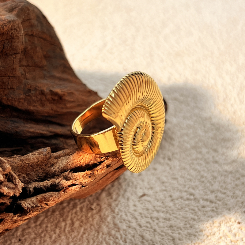 1 Stück Simple Series Retro Turtle Edelstahl Goldfarben Damen Verstellbare Ringe 
