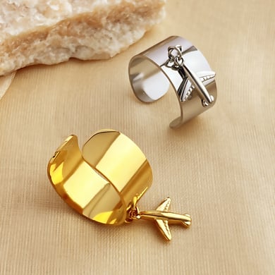 1 Stück Simple Series Lässige geometrische Edelstahl Goldfarbene verstellbare Damenringe h5 Bild2