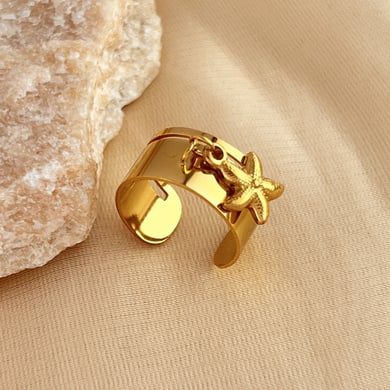 1 Stück Simple Series Casual Turtle Edelstahl Goldfarben Damen Verstellbare Ringe h5 