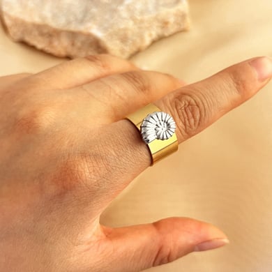 1 Piece Trendy Series Beach Shell Stainless Steel Gold & Silver Color Women's Adjustable Rings h5 