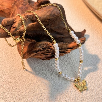 1 Stück Classic Series Retro Turtle Edelstahl Goldfarben Künstliche Perle Damen Perlen Halsketten h5 