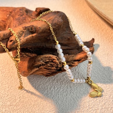 1 Piece Vacation Series Retro Marine Element Shape Stainless Steel Gold Color Women's Beaded Necklaces h5 