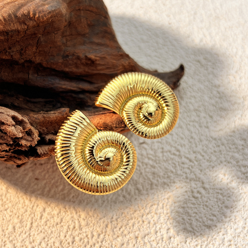 1 Piece Vacation Style Retro Marine Seashell Stainless Steel Gold Color Women's Adjustable Rings 