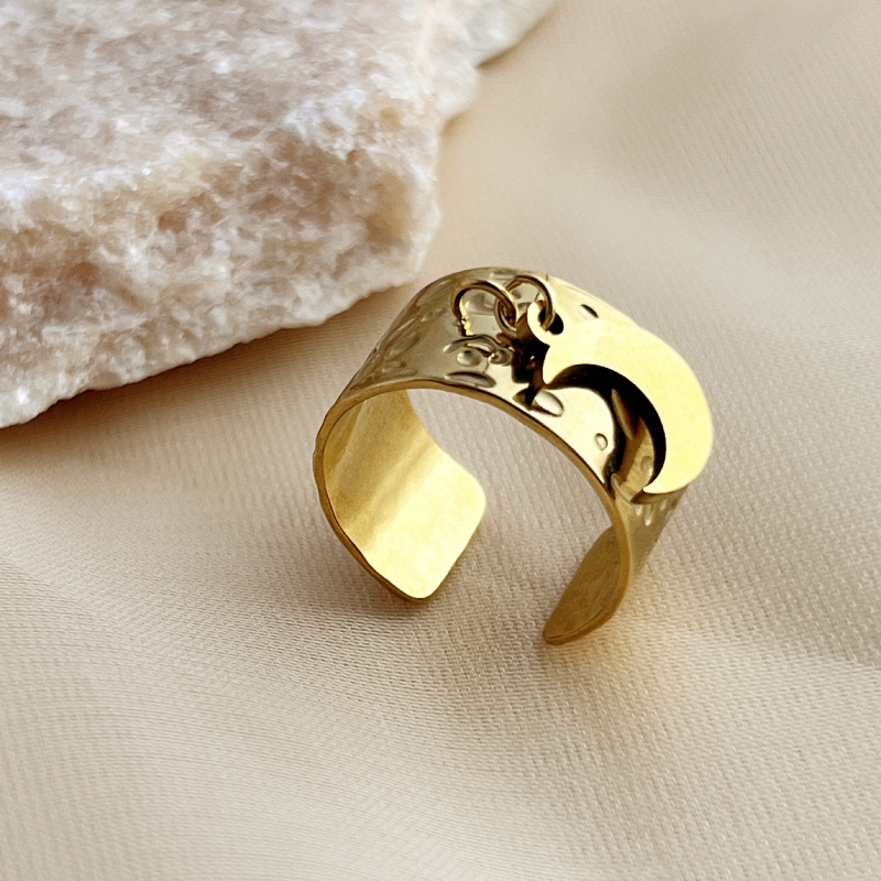 1 Stück Simple Series Simple Sonne/Mond Edelstahl Goldfarben Damen Verstellbare Ringe 