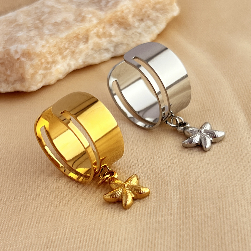 1 Stück Simple Series Casual Turtle Edelstahl Goldfarben Damen Verstellbare Ringe Bild2
