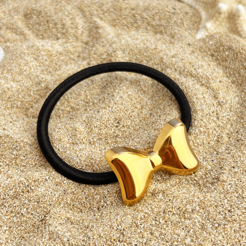 1 Stück Simple Series Niedliches Herz Edelstahl Goldfarben Damen Haargummis 