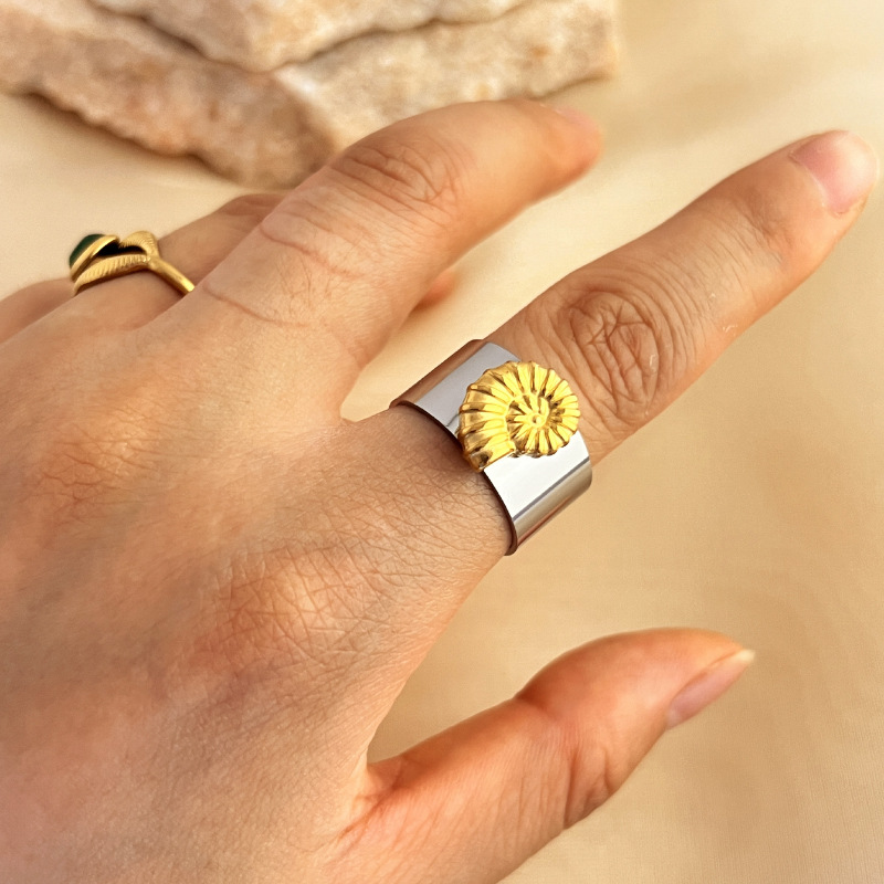 1 Stück Simple Series Niedliche Schildkröte Edelstahl Goldfarben Verstellbare Damenringe 