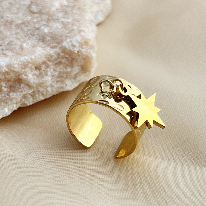 1 Stück Simple Series Simple Sonne/Mond Edelstahl Goldfarben Damen Verstellbare Ringe 