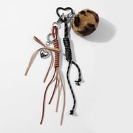 Brown plush ball bow keychain 