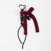 1 wine red wool bow heart keychain 