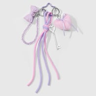 1 purple ribbon 3D bow heart keychain 