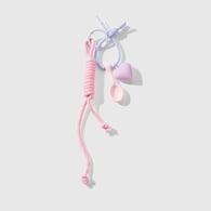 Pink hanging rope spoon heart keychain 1 
