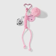 1 pink fur ball heart record keychain Picture2