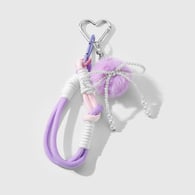 1 purple fur ball bow keychain Picture2