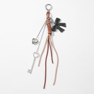 Silver heart key on chain black leather keychain Picture2