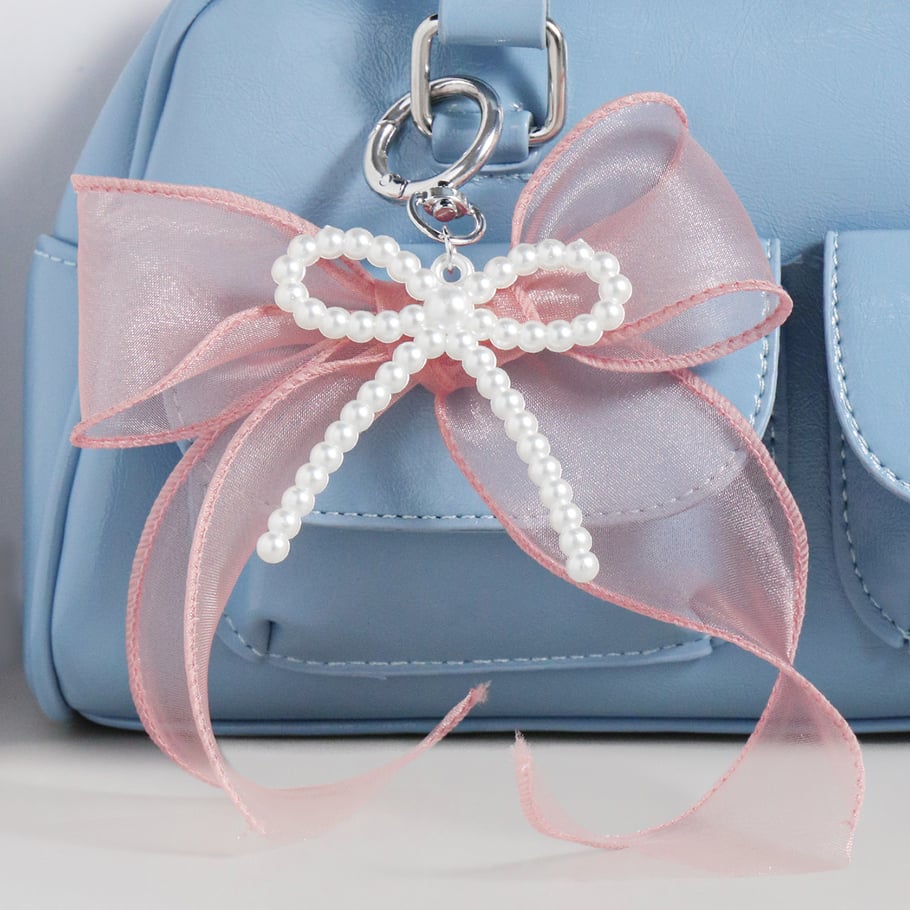 1 Piece Romantic Series Sweet Bow Knot Organza Artificial Pearl Women's Bag Charms Picture2