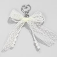 Beige lace imitation pearl keychain 1 Picture4