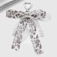 1 Grey Leopard Print Imitation Pearl Bow Keychain Picture2
