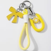 1 yellow leather bow corn keychain 