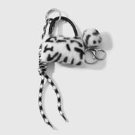 1 black and white leopard print fur ball small bag keychain Picture2