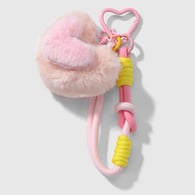 1 pink plush heart keychain Picture2