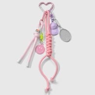 1 pink smiling face racket keychain Picture2