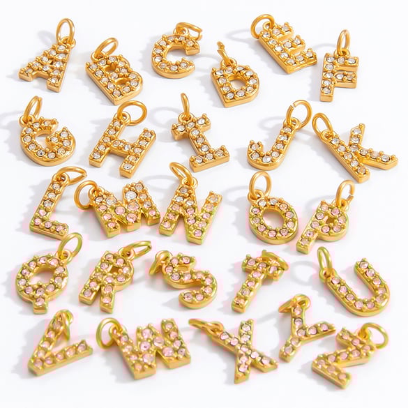 1 pieza de lujosa serie diaria con letra E, pieza de declaración DIY, colgante de acero inoxidable de color dorado para mujer 2