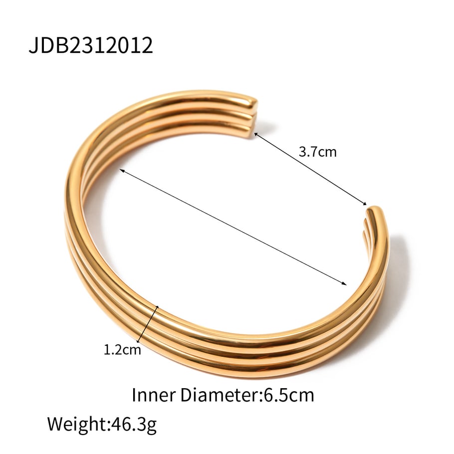 1 Piece Ig Fashion Style Elevated Common Luxury Style Geometric Stainless Steel 18K Gold Plated Women's Open Bangles 