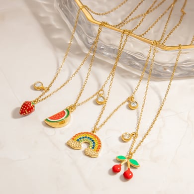1 pieza de collar con colgante de acero inoxidable dorado con diseño de planta romántica para mujer h5 Imagen2
