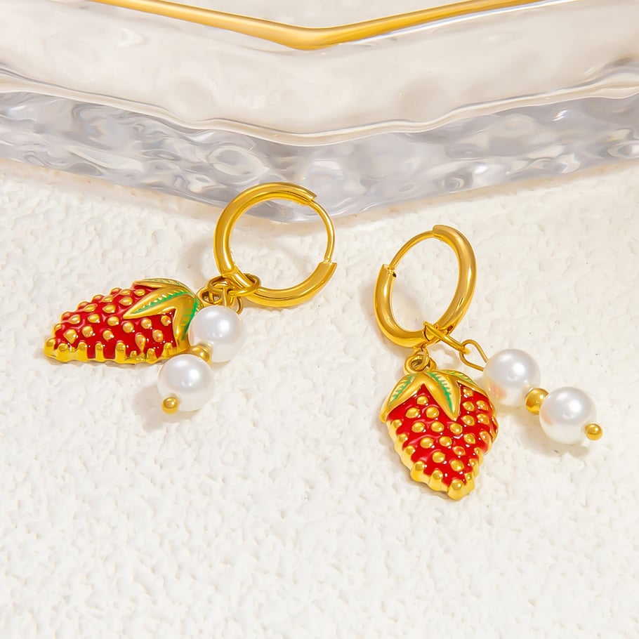 1 par de pendientes colgantes de acero inoxidable con diseño de planta de vacaciones románticas para mujer, de cristal  Imagen2