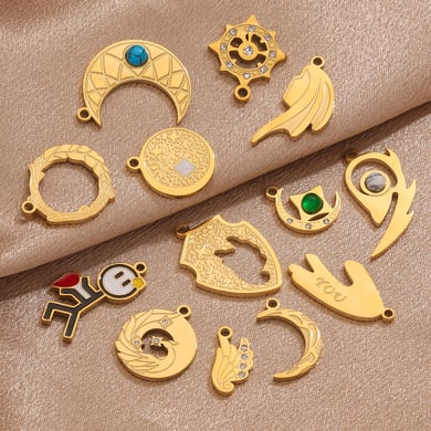 1 Stück Romantische Serie Niedliches Herz Edelstahl Goldfarben Paar Anhänger h5 Bild2