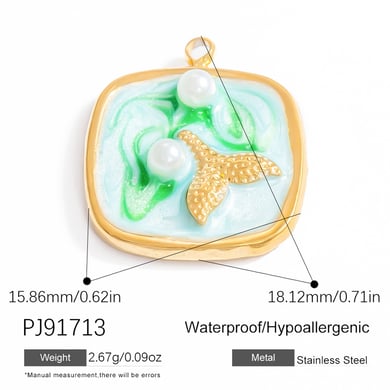 1 Piece Romantic Series Vacation Beach Marine Elements Oil- Glazing Stainless Steel Gold Color Shell Women's Pendants h5 