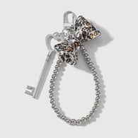 1 Silver Beaded Leopard Bow Keychain 