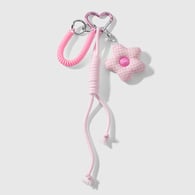 1 pink plaid flower keychain Picture2