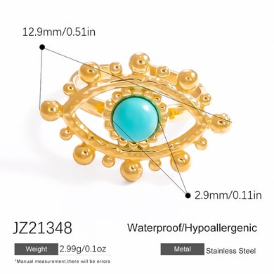 1 Stück Luxuriöse Serie Elegantes Auge Edelstahl Gold Farbe Damen verstellbare Ringe h5 