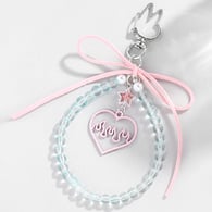 1 pink flame heart pendant keychain 